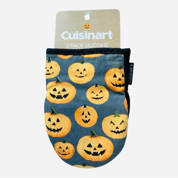 NEW Cuisinart 2 Pack MiniOven Mitts Halloween Seasonal Pumpkins Jack-o’-Lanterns - Picture 1 of 3